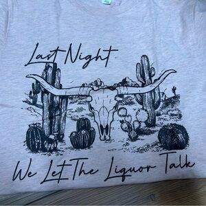 Gray Graphic Tee with Western Design